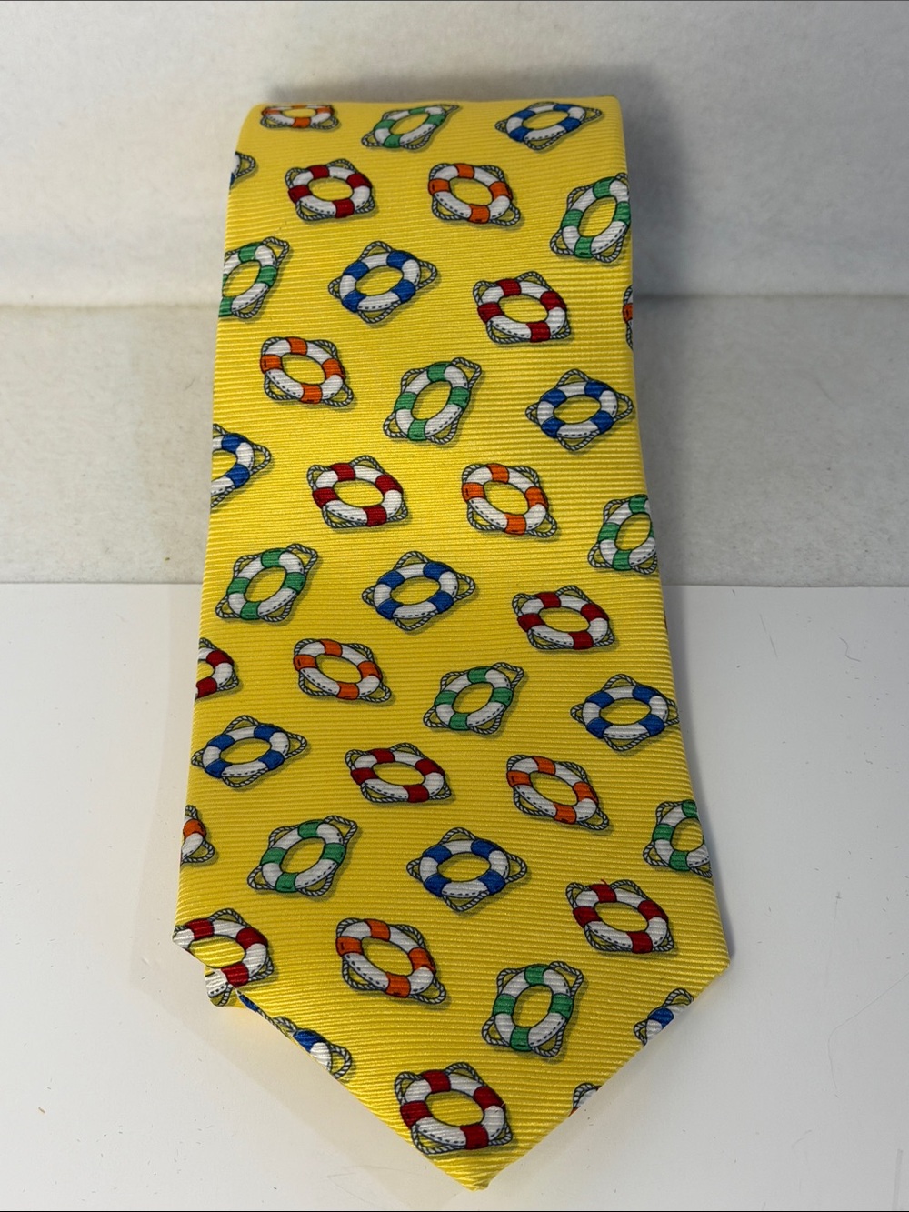 Polo Ralph Lauren Men’s 100% Silk Yellow Lifesaver Nautical Necktie
